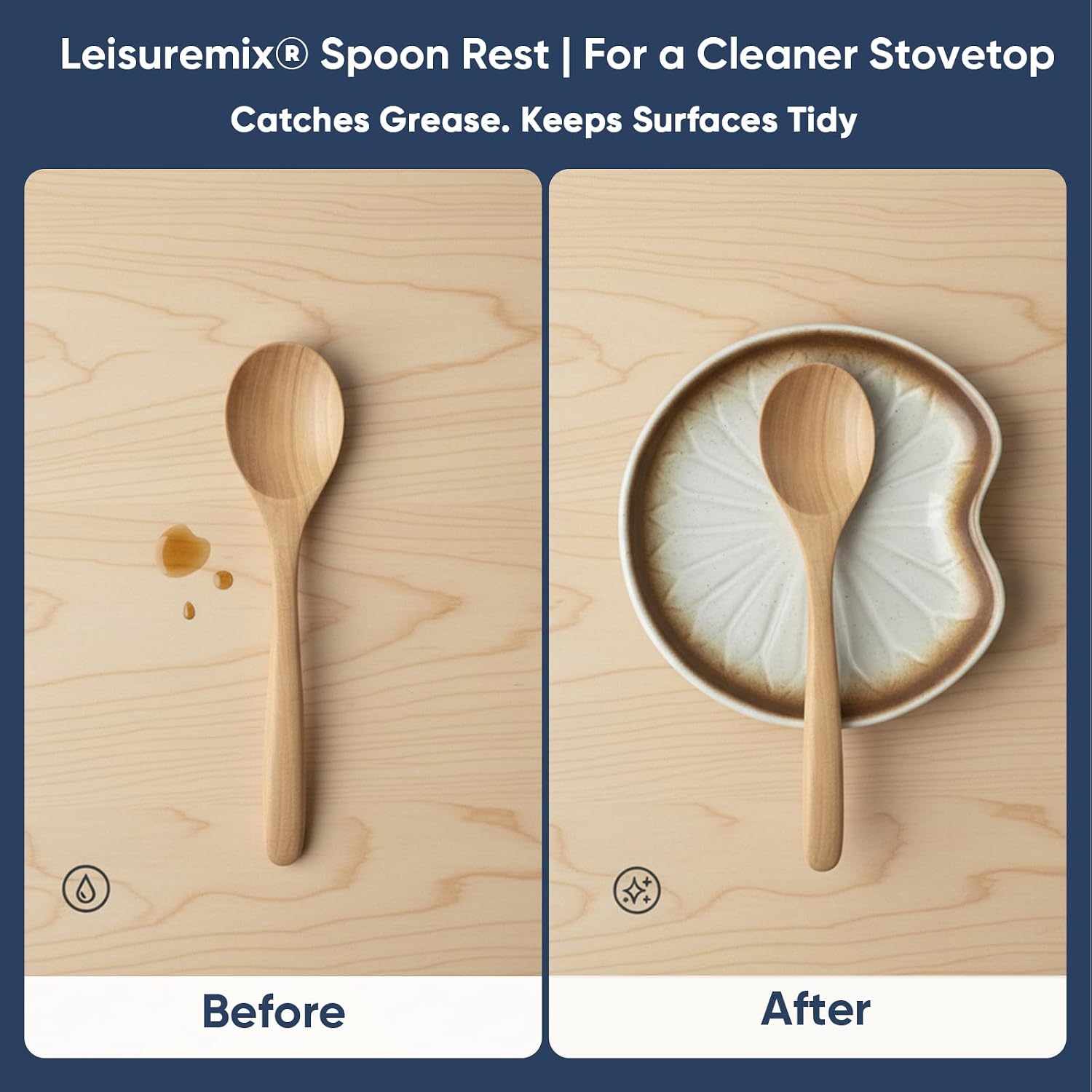 Ceramic Spoon Rest for Kitchen Counter, Coffee Spoon Holder, Easy to Clean Stovetop Spoon Tray, Decorative Countertop Organizer for Soup Spoons/Ladles (Blue) image 4