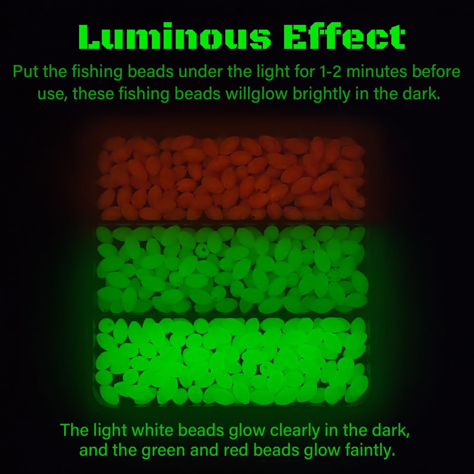 Glow Fishing Beads 180/330/600pcs Oval Soft Rubber Luminous Bait Eggs for Rigs Steelhead Trout Bass Salmon Lure Making
