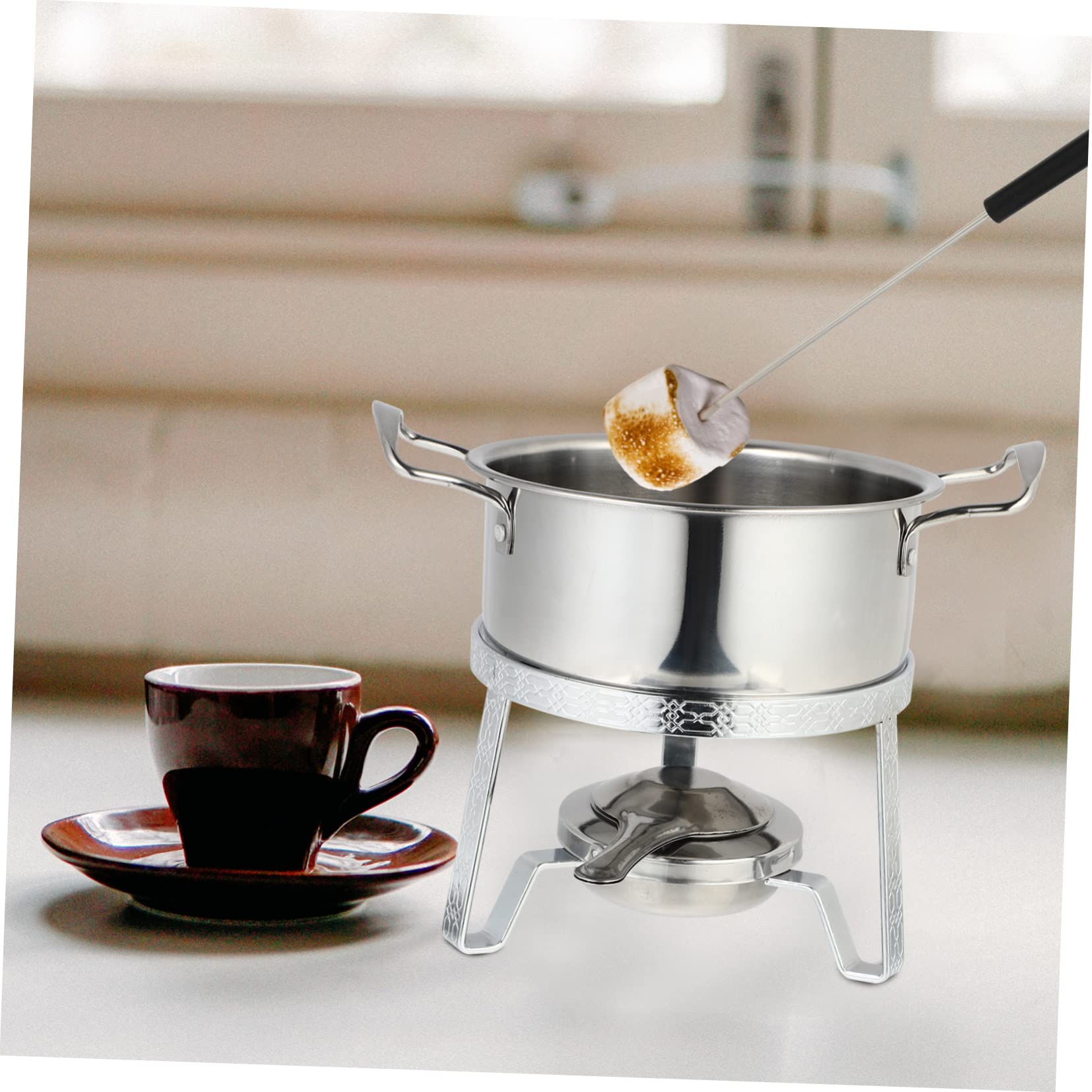 COLLBATH 1set Pentola per Sciogliere Cioccolato e Formaggio Acciaio Inossidabile Adatta per Fonduta e Cottura per Uso Domestico e Ristorazione con Materiali Resistenti e Facili da Pulire