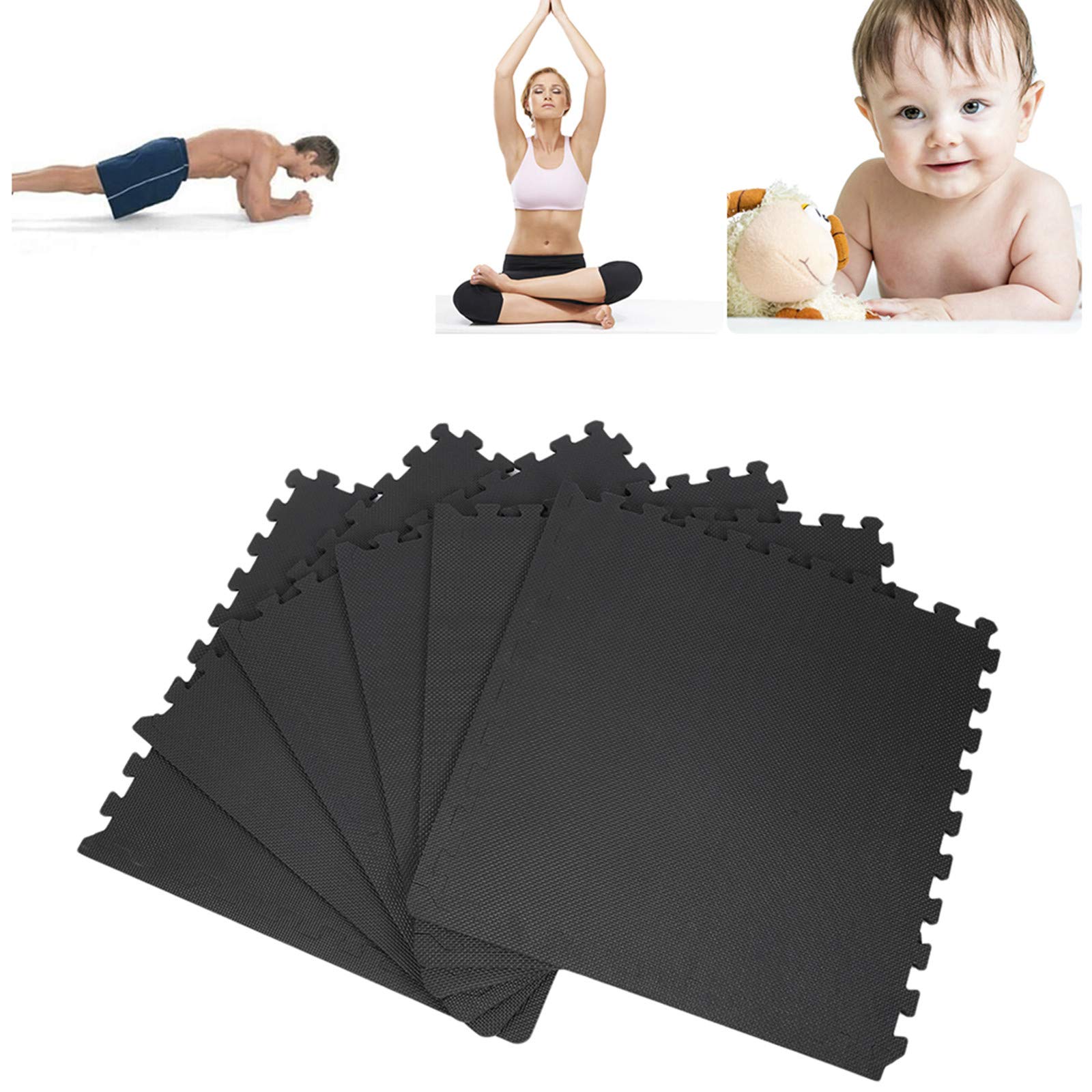 Tappeto da Fitness Palestra a Puzzle Tatami Set di 6 Pezzi 63*63*1.2cm Superficie di Protezione per Pavimenti, materassino per Palestra Workout Ginnastica Tappetino Tappetino Palestra Tappeto da Fitness a Puzzle Set di 12 Pezzi Protezione del Pavimento Ta