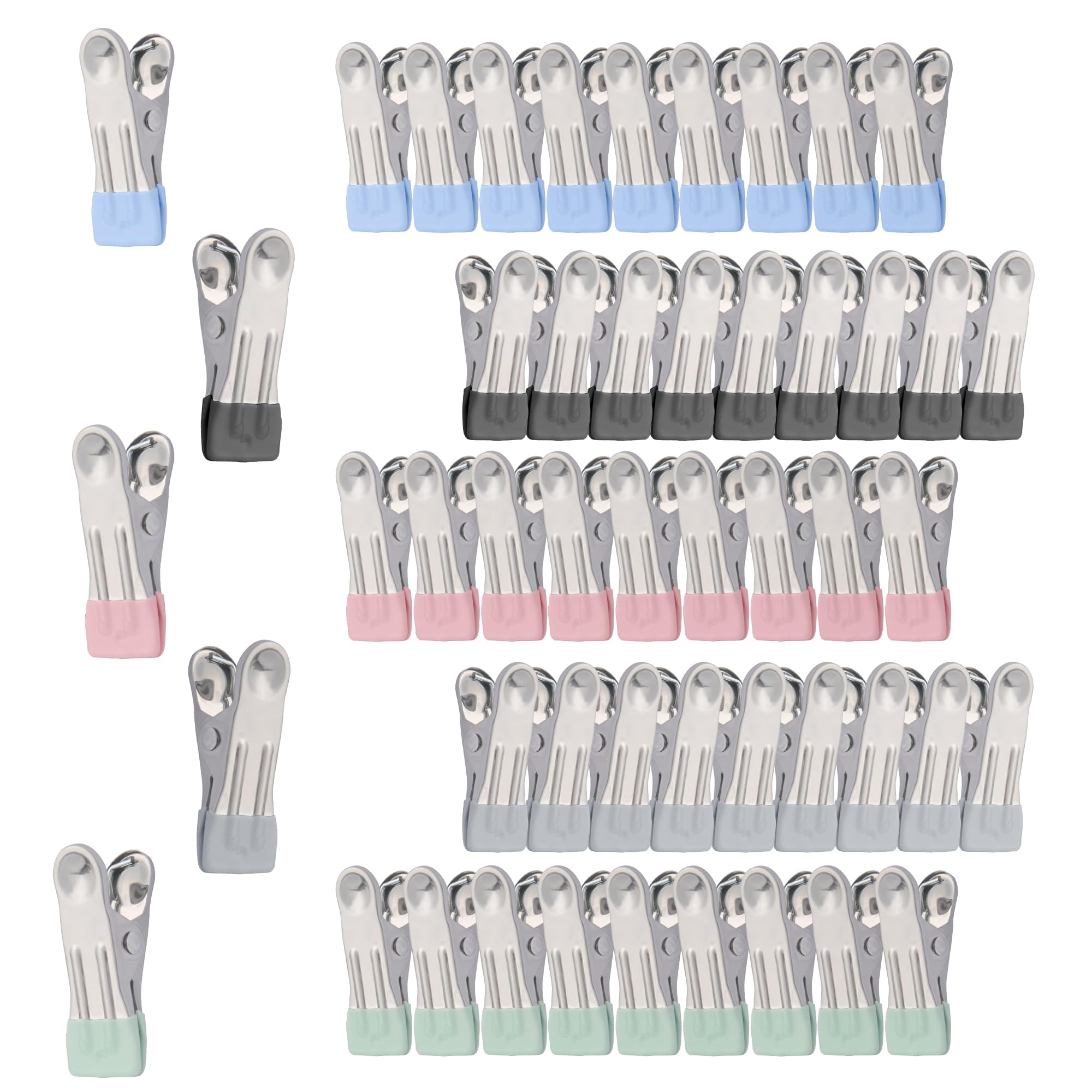 GHLIANGZHOU 50PCS Multicolor Stainless Steel Clothes Pegs,Non-Slip No-Mark