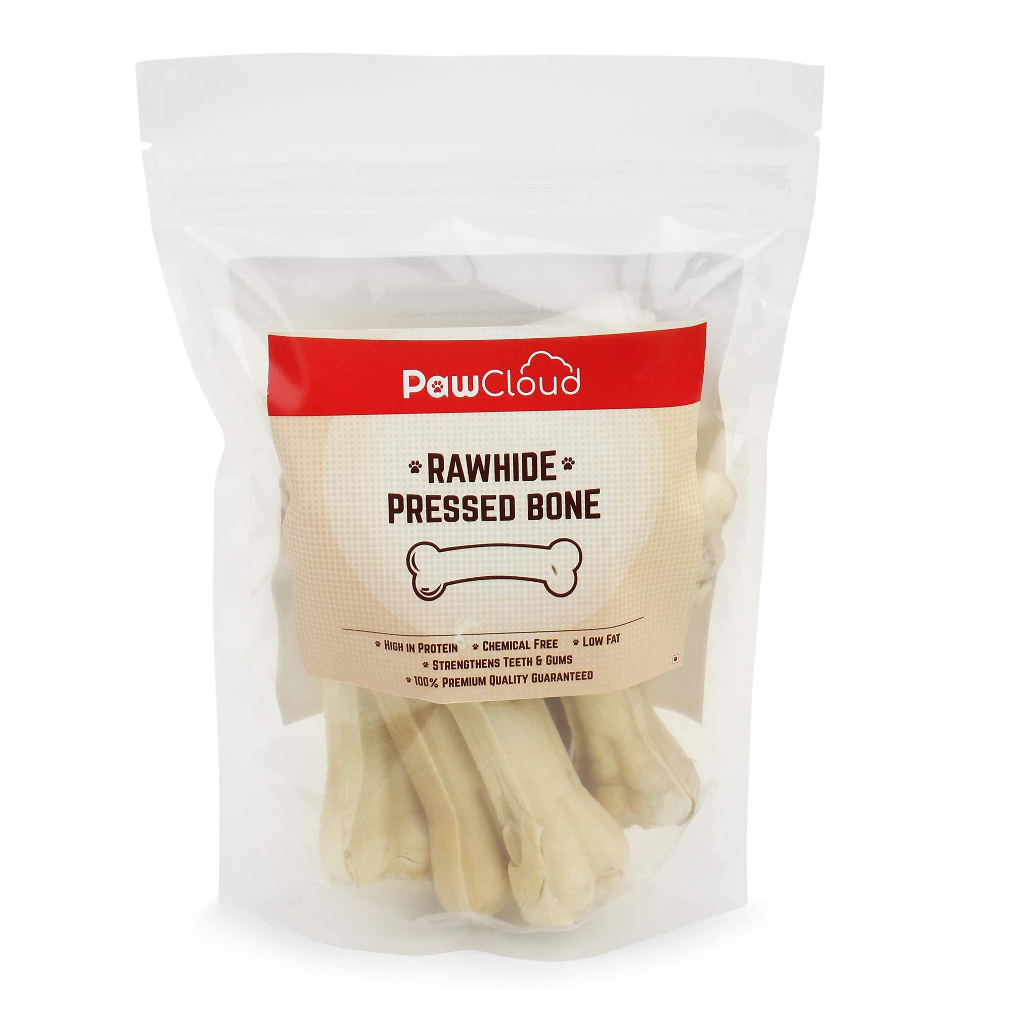 PawCloudRawhide Pressed Dog Chew Bone, Dog Bone Treat, 3 Inches, 850 Gm (Approx 34 Pieces)