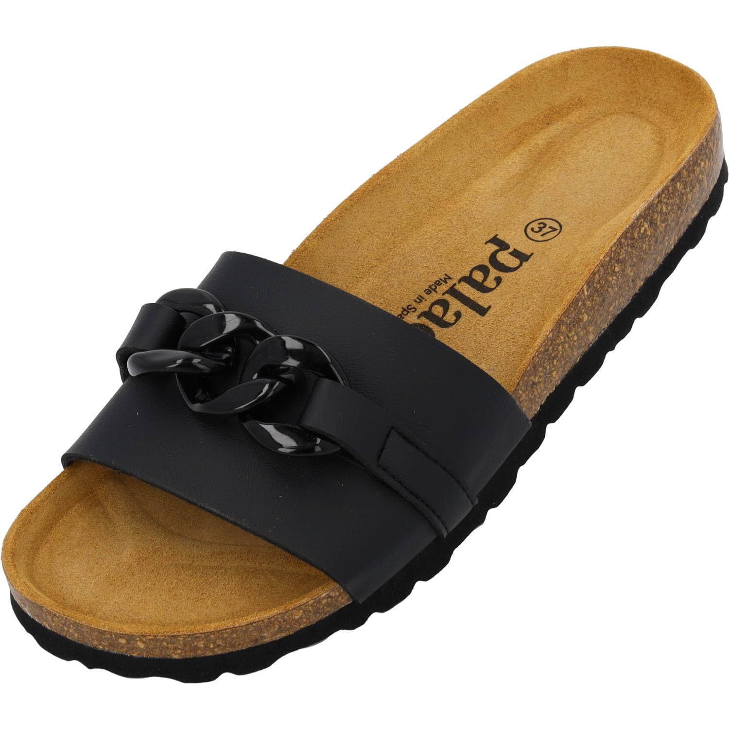 Palado Damen Pantoletten Gozo - bequeme Sandalen Made in Spain - Hausschuhe mit dämpfendem Kork-Fußbett - modische Sommerschuhe