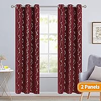 Vista 434 de BGment Room Darkening Curtains 95 Inches Long, Grommet Thermal Insulated Blackout Curtains with Wave Line and Dots Printed for Bedroom, 2 Panels