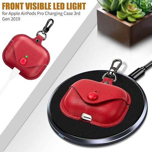 Miniatura 2 de Funda de cuero para Airpods Pro con llavero, funda protectora de cuero vintage portátil a prueba de golpes para Apple AirPods Pro Funda de carga 3