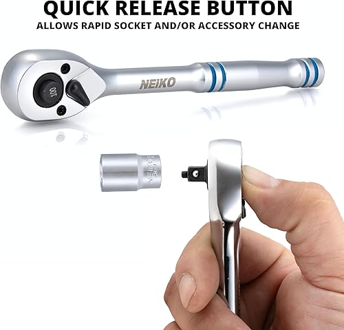 Miniatura 2 de NEIKO 03115A Llave de trinquete de 14 pulgadas, trinquete reversible de 100 dientes, 3.6 grados, trinquete de liberación rápida de 14, trinquete de