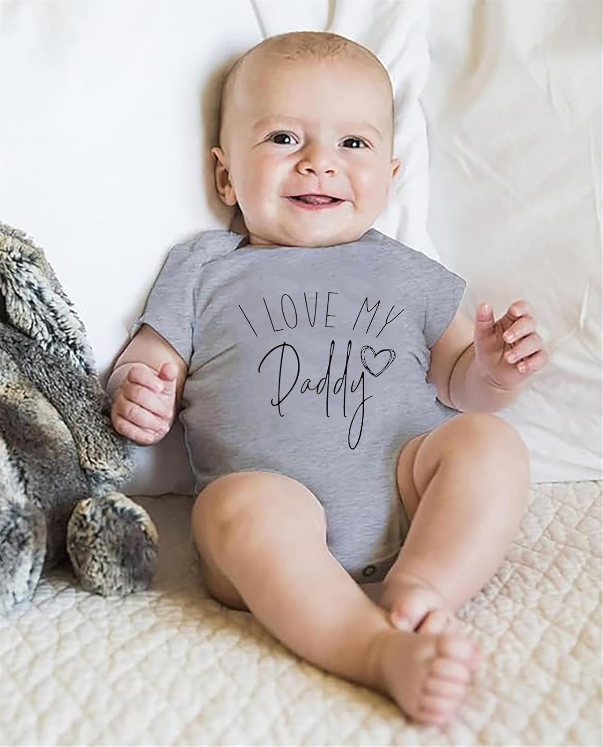 I Love My Daddy Baby Bodysuit Pregnancy Announcement Short Sleeve Newborn Outfits Infant Romper - Image 3