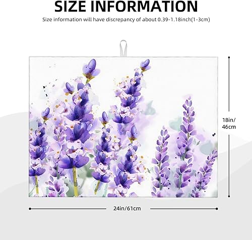 Vista 124 de Tapete de secado de platos de limón de 18 x 24 pulgadas para encimera de cocina, almohadilla absorbente de microfibra para escurrir platos, tapetes