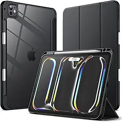 JETech Capa para iPad Pro 11 Polegadas M5/M4 (2025/2024) 6ª/5ª Geração com Porta-Pencil, Capa Traseira Claro e Transparente, Suporte Fino, Capa para Tablet À Prova de Choque (Preto)