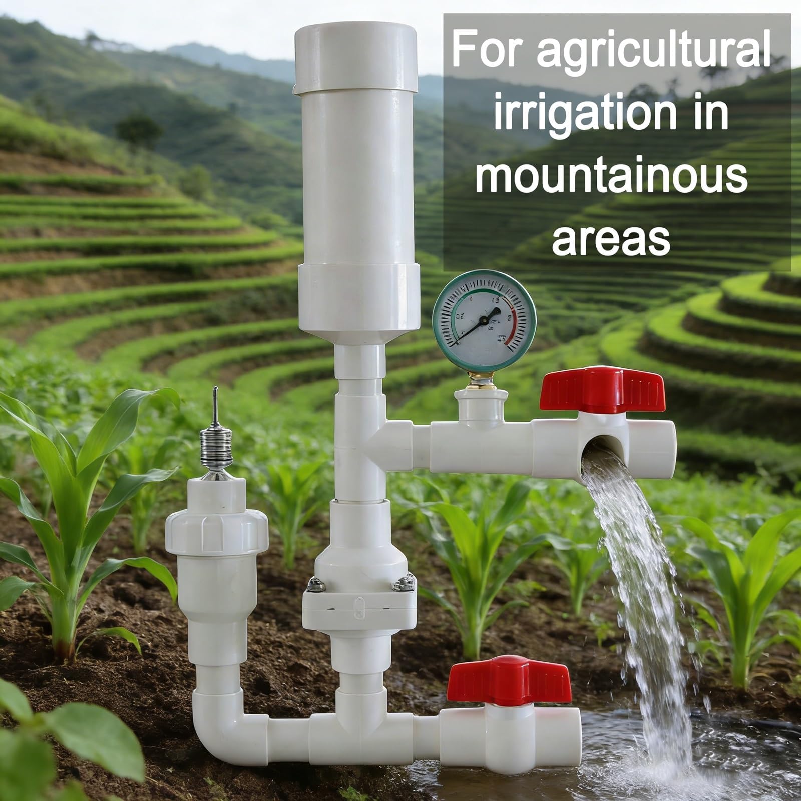 Bomba de agua de ariete hidráulico para riego de montaña, bomba de golpe de ariete, sin electricidad/no requiere combustible, para riego agrícola en zonas montañosas, elevación automática, autoelevaci