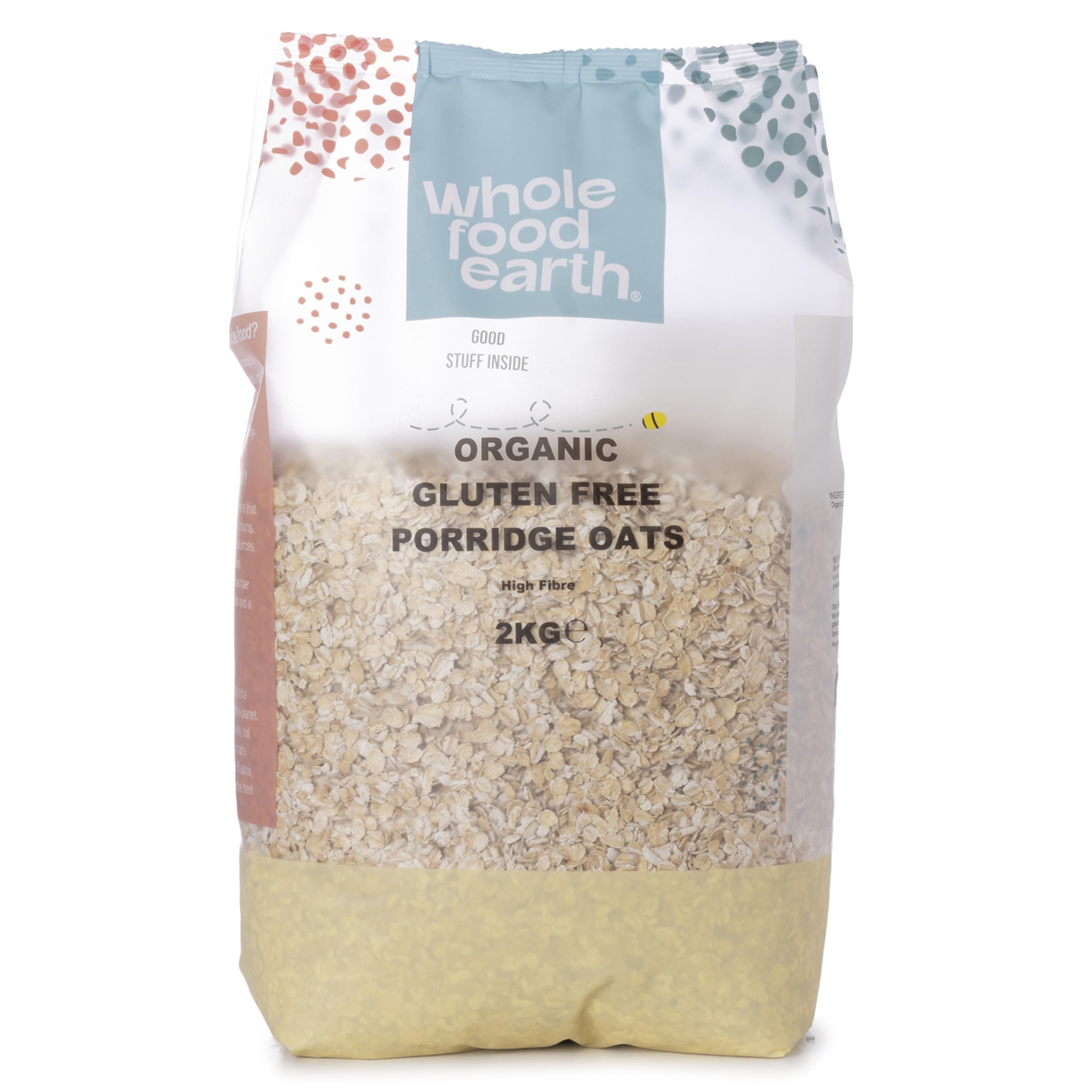 Wholefood Earth Organic Gluten Free Porridge Oats – 2 kg | GMO Free | Vegan | High Fibre | Certified Organic
