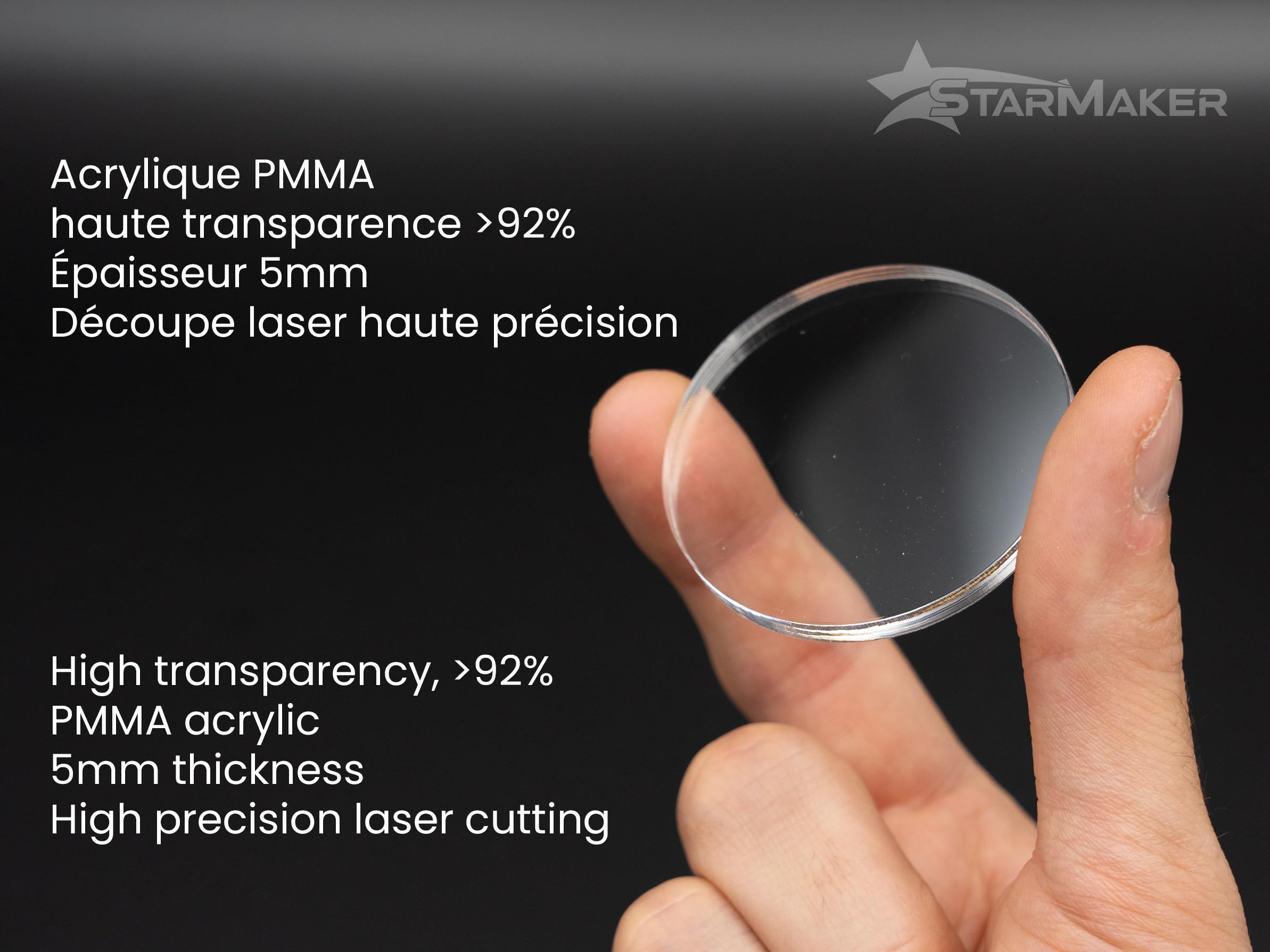 10 Disques Acryliques Transparents 50mm Diamètre 5mm Épaisseur PMMA Coulé - Bases Figurines Et DIY
