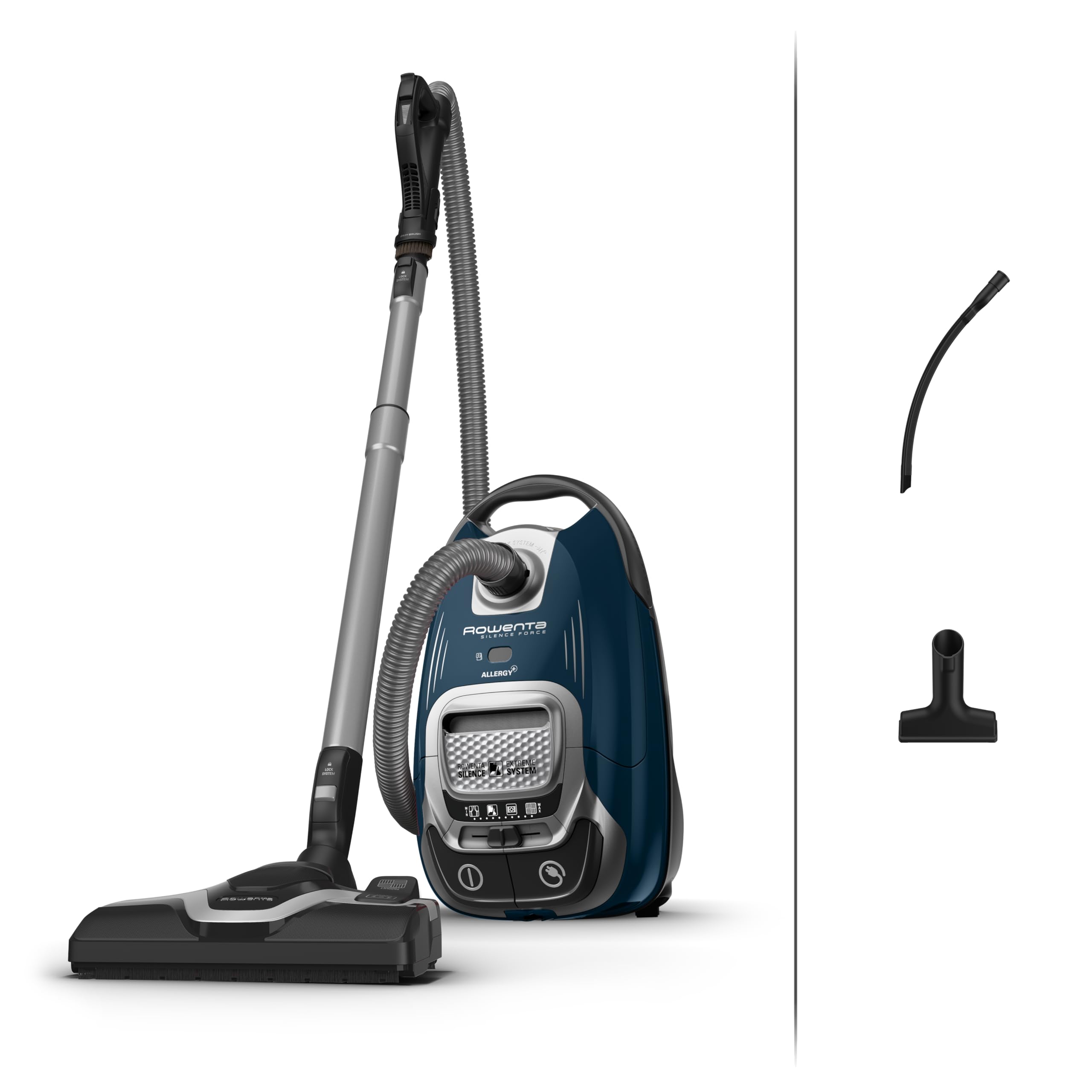 Rowenta RO7451 Aspirapolvere con Sacco Silence Force Effitech, Potenza 400W, Capacità XXL 4.5L, Potente e Silenziosa, Sistema di Filtraggio Allergy+, Spazzola Power Air e Motore Effitech