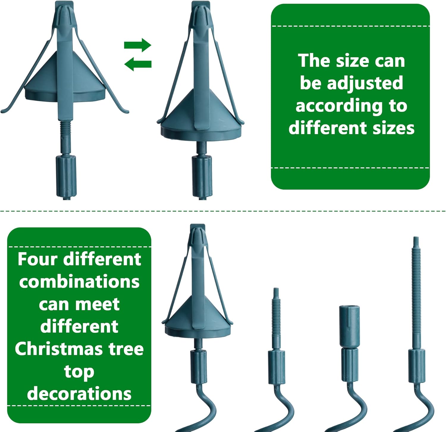 Christmas Tree Topper Holder,Universal Twist On Tree Topper Supporter,Christmas Tree Topper Stabilizer Fits All Base Tree Types (Green) - Image 3