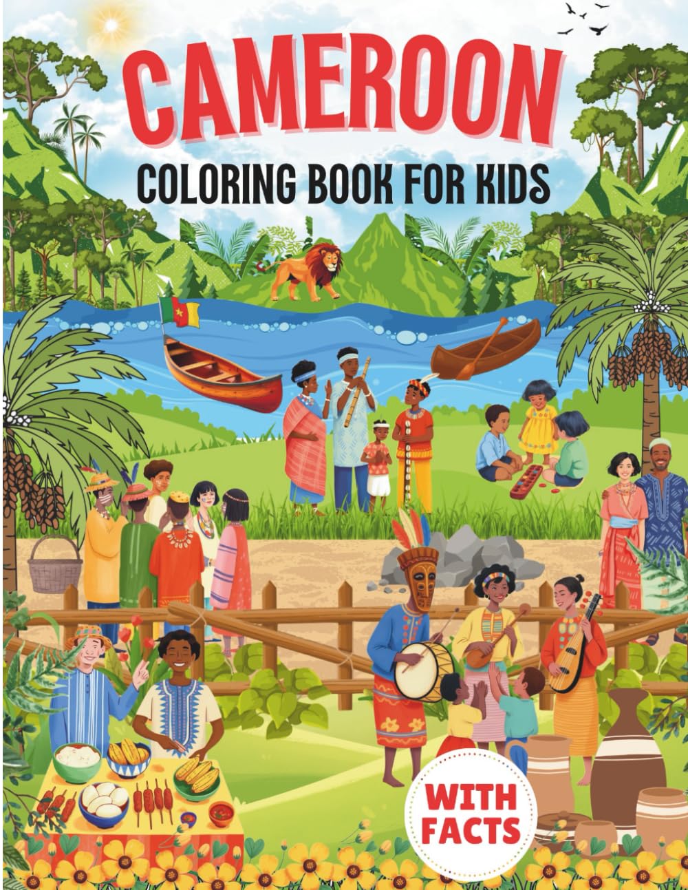 Cameroon coloring book for kids with facts