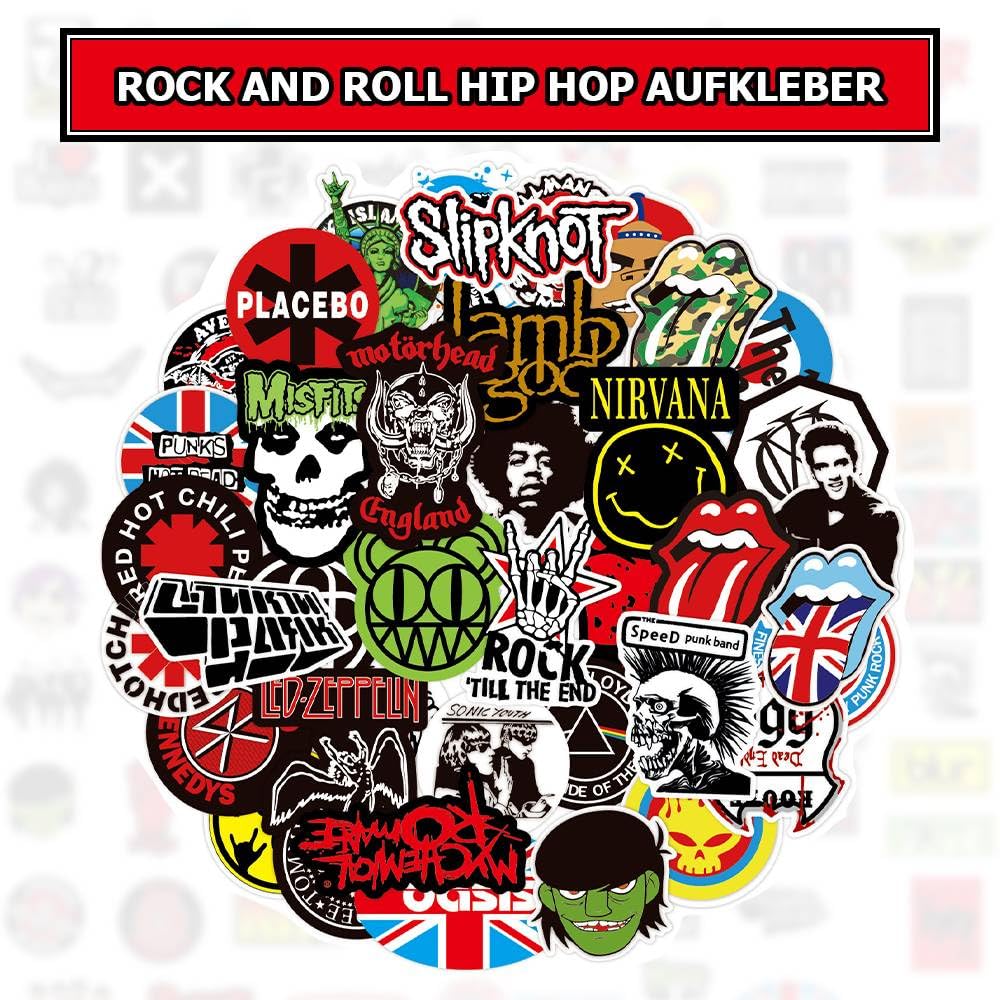 Dreamil Rock Band Punk Sticker 100 pezzi Un classico Rocker Sticker Pack Impermeabile Vinile Cool Metal Music Sticker per Laptop Scrapbook Moto Valigia Skateboard Tee