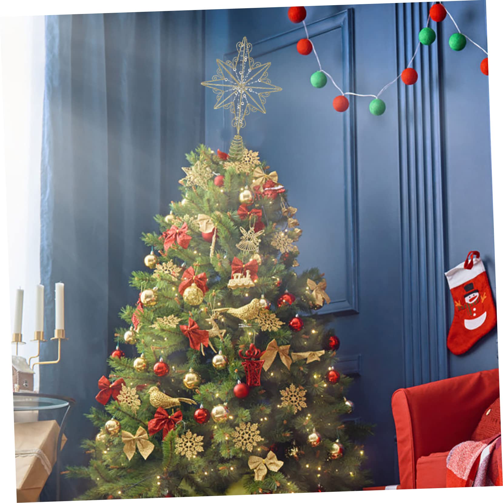 Zerodeko 2 Pièces Étoile De L'anis Ornement Étoile De La des Arbres Décor De La des Étoiles Topper De Sapin De Noël Étoile Scintillante Ornement d'arbre De Noël Le Fer