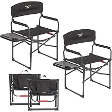 SUNNYFEEL Camping Director Chair Heavy Duty Oversized Portable Folding Chair with Side Table for Beach Fishing Travel Picnic Lawn Concert Outdoor Folding Camping Chair Set of 2 Full Black