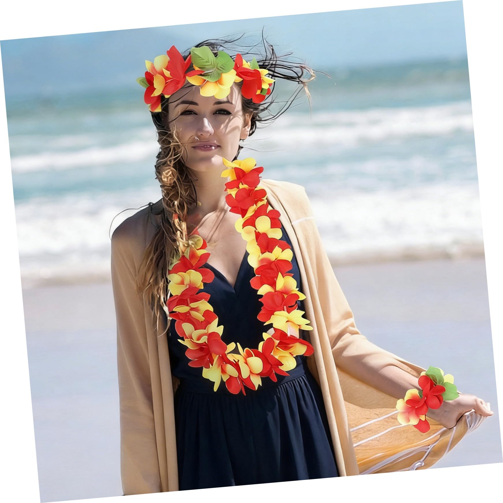 Set di Ghirlande Hawaiane Floreali in Stoffa, Vivaci e Riutilizzabili