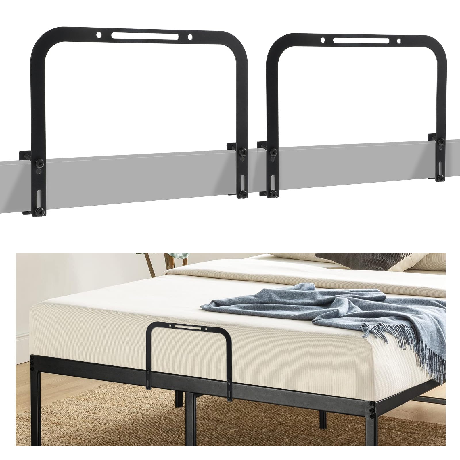 Butées coulissantes pour matelas lot de 2 arrêts de lit métal 3,8 x 5,1 cm
