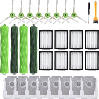 Replacement Parts for iRobot Roomba E & I & J Series e5 e6 e7, i8 i8+ i7 i7+ i6 i6+ i4 i4+ i3 i3+ i1 i1+ i2, j7 j7+ Robot Vacuum Cleaner, 2 Set Roller Brush 8 Filters 8 Side Brushes 8 Vacuum Bags