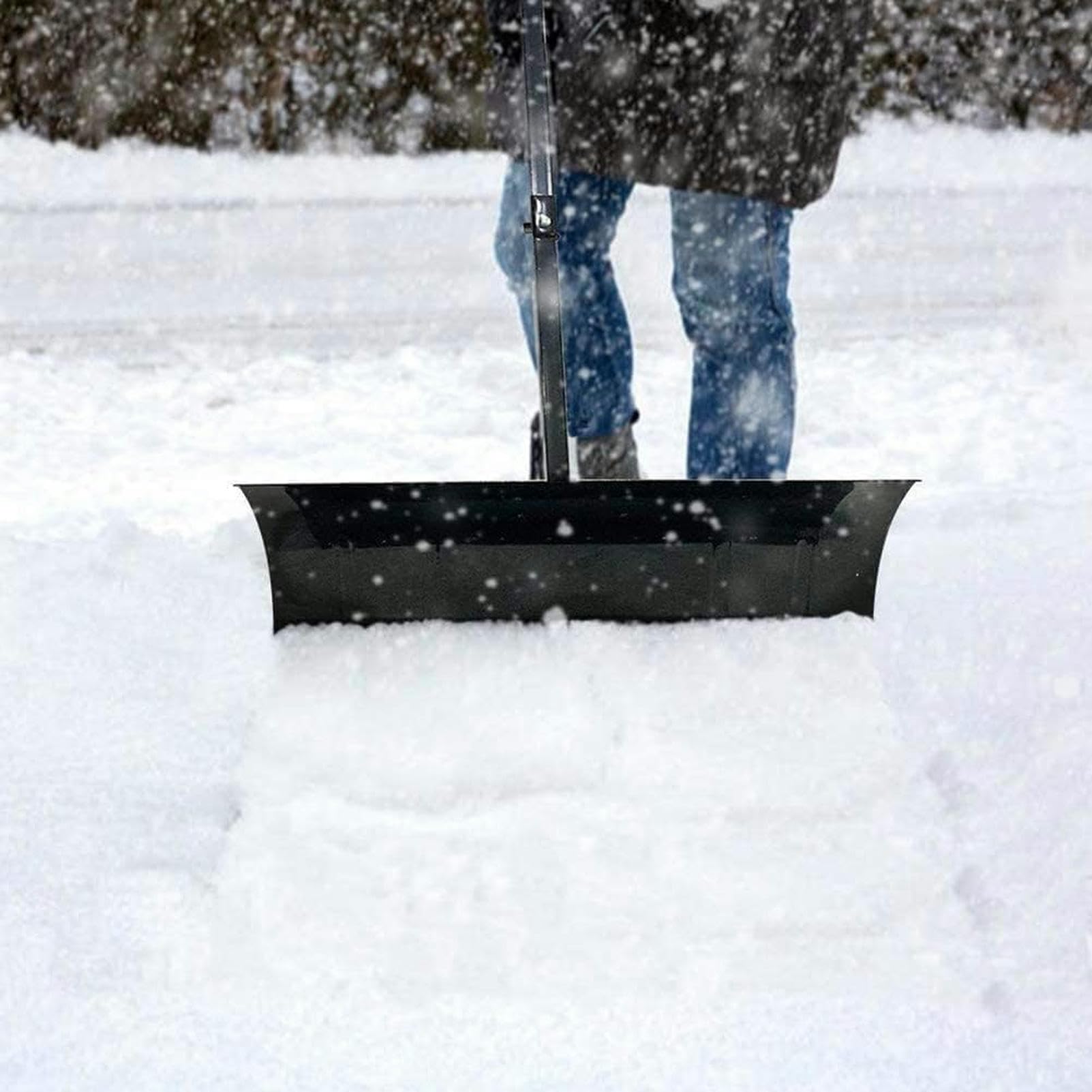 JOCHEN Schneeschaufel, manueller Schneeschieber mit Rädern und verstellbarem Griff | Hochleistungs-Schneeschaufel für Straßenschnee, sauberer Schneeschieber