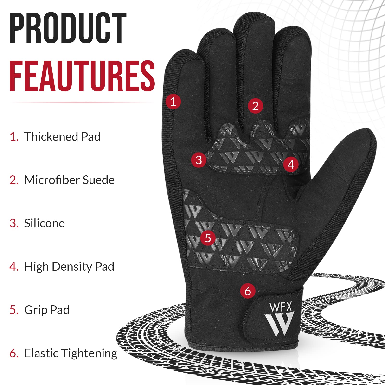 WFX Guanti da moto di alta qualità, resistenti, per sport invernali, con dita intere, antivento, touch screen, per corse su strada, motocross, ciclismo e sport all'aria aperta