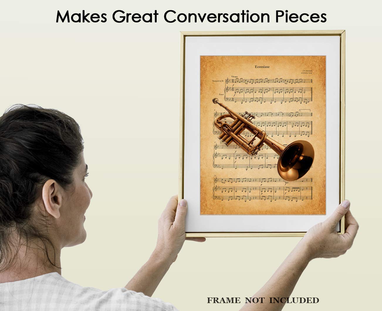 Amazon.com: Vintage Trumpet Ecossiase Music Sheet: Aesthetic Wall