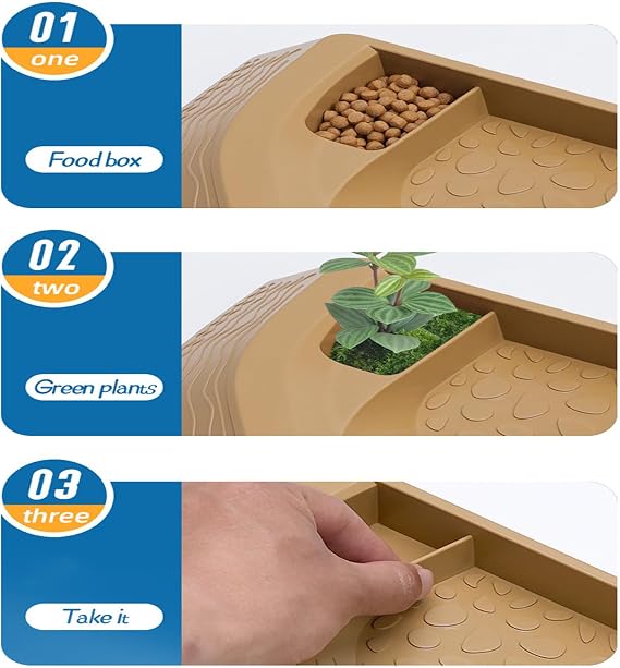 Design Turtles Bathing Pool and Food Reptiles Habitats Essential Safe and Easy Maintenances for Small Animal Turtles Water Basin
