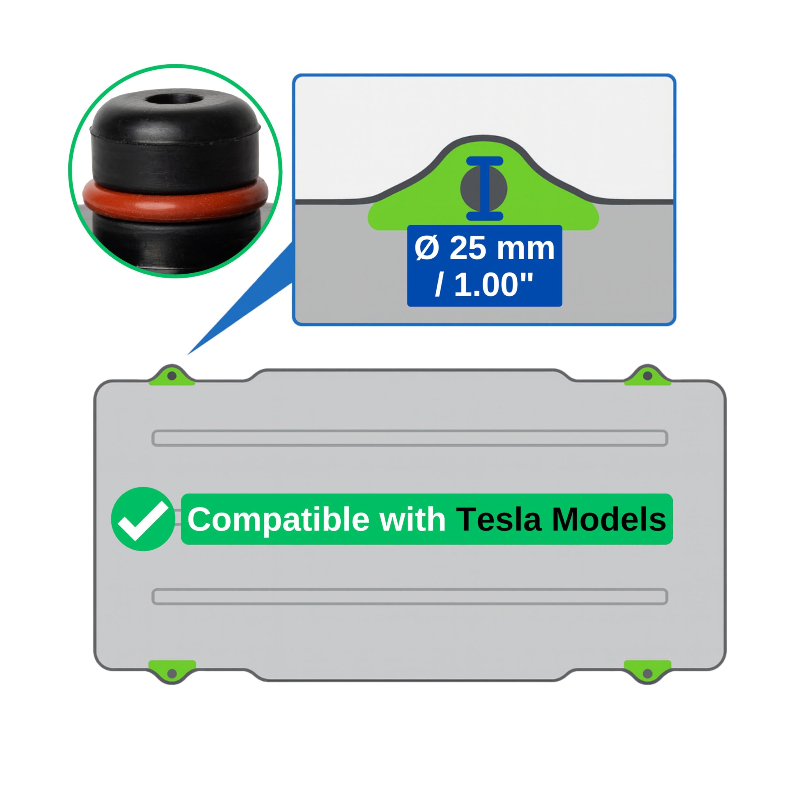 Gumowa nakładka na lewarek, Jack Pad Tesla Model 3, Y, S i X, Ø 76 x 25 mm
