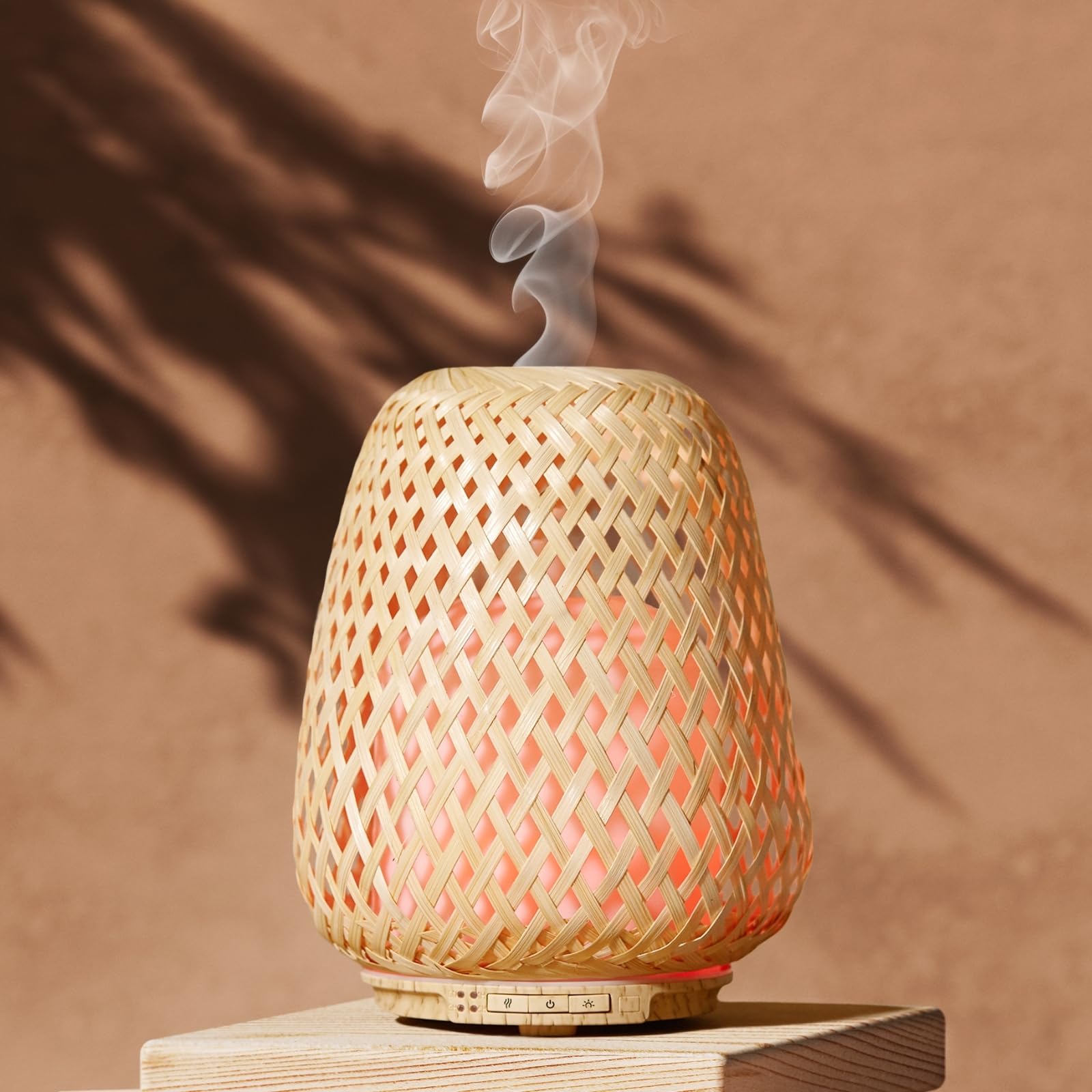 Zen'Arôme SC21-25S - Difusor de aceites Esenciales ultrasónico Olaki (hasta 40 m²) - Difusión en frío para aromaterapia, diseño Artesanal Zen de bambú Trenzado, iluminación Regulable, Madera