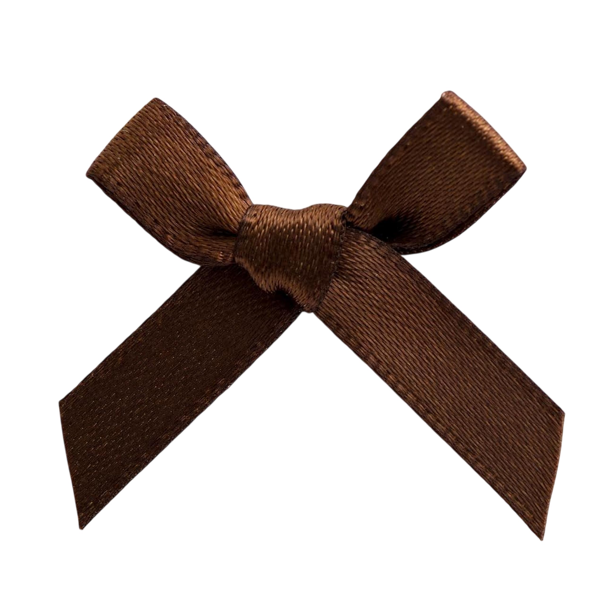 Italian Options Mini Satin Ribbon Bows, Small Bow Decorations for Crafts, Gifts, Hampers, Hair Bow, Wedding Stationery, Floristry, Christmas, Cakes, Crafting, Brown, 100 Pack, 3 cm — image 1