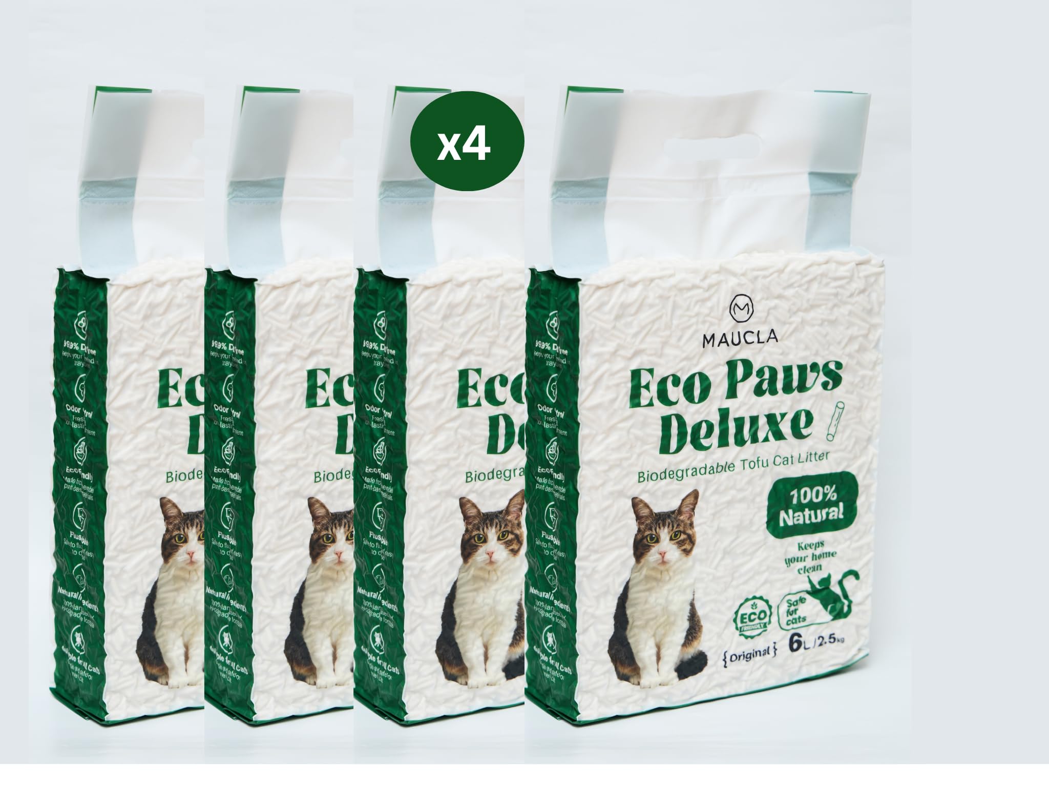 Arena de Tofu para Gatos SIN Olor | Pack 3 x 7.5 kg | Sin Polvo | Aglomerante | Ecológica y Desechable en Inodoro | Absorción Rápida