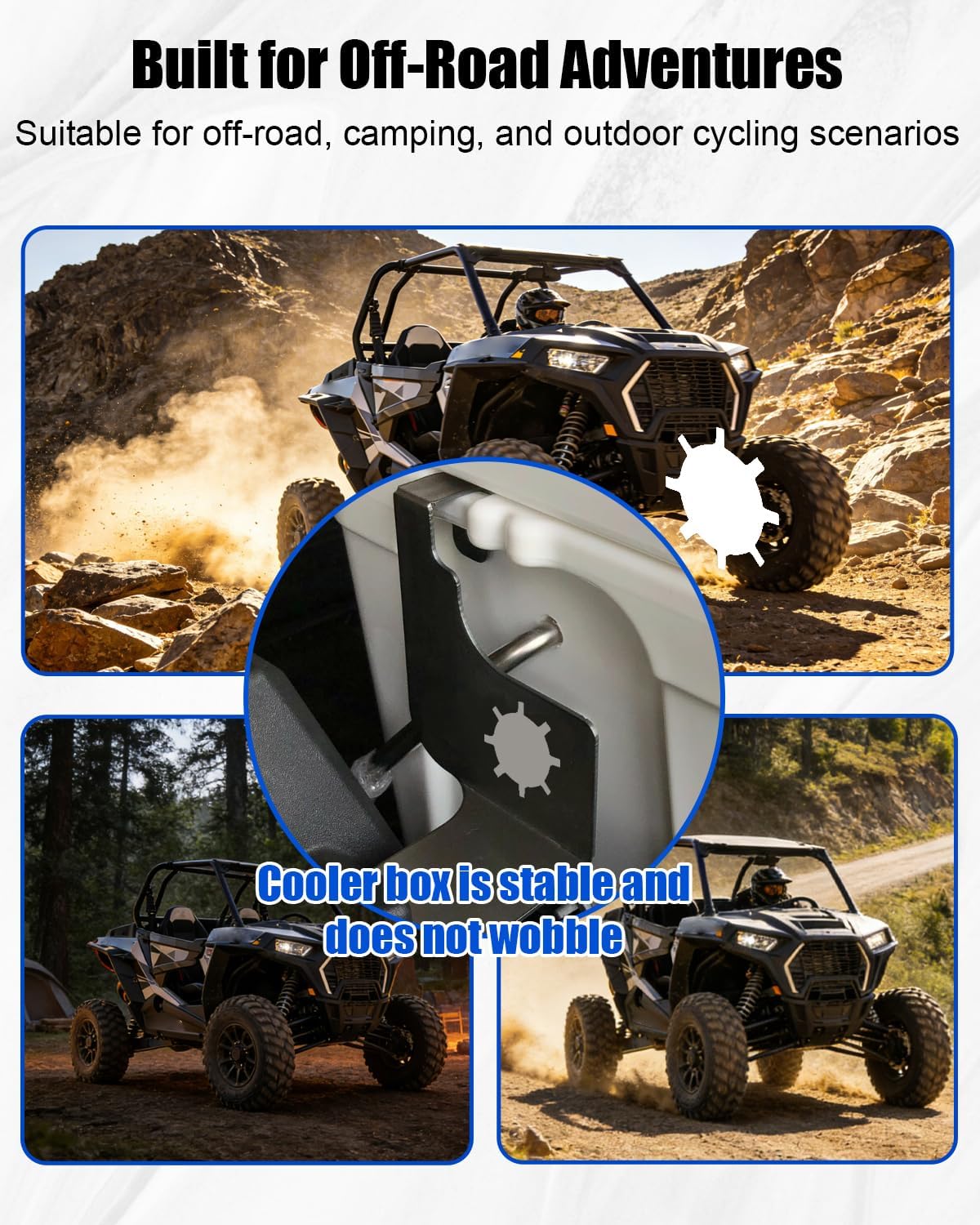 Cooler Mounts Fit for Yeti 35, Compatible with Polaris RZR XP 1000 / XP 4 1000 2015–2021, No Drill Rear Cargo Cooler Bracket Kit