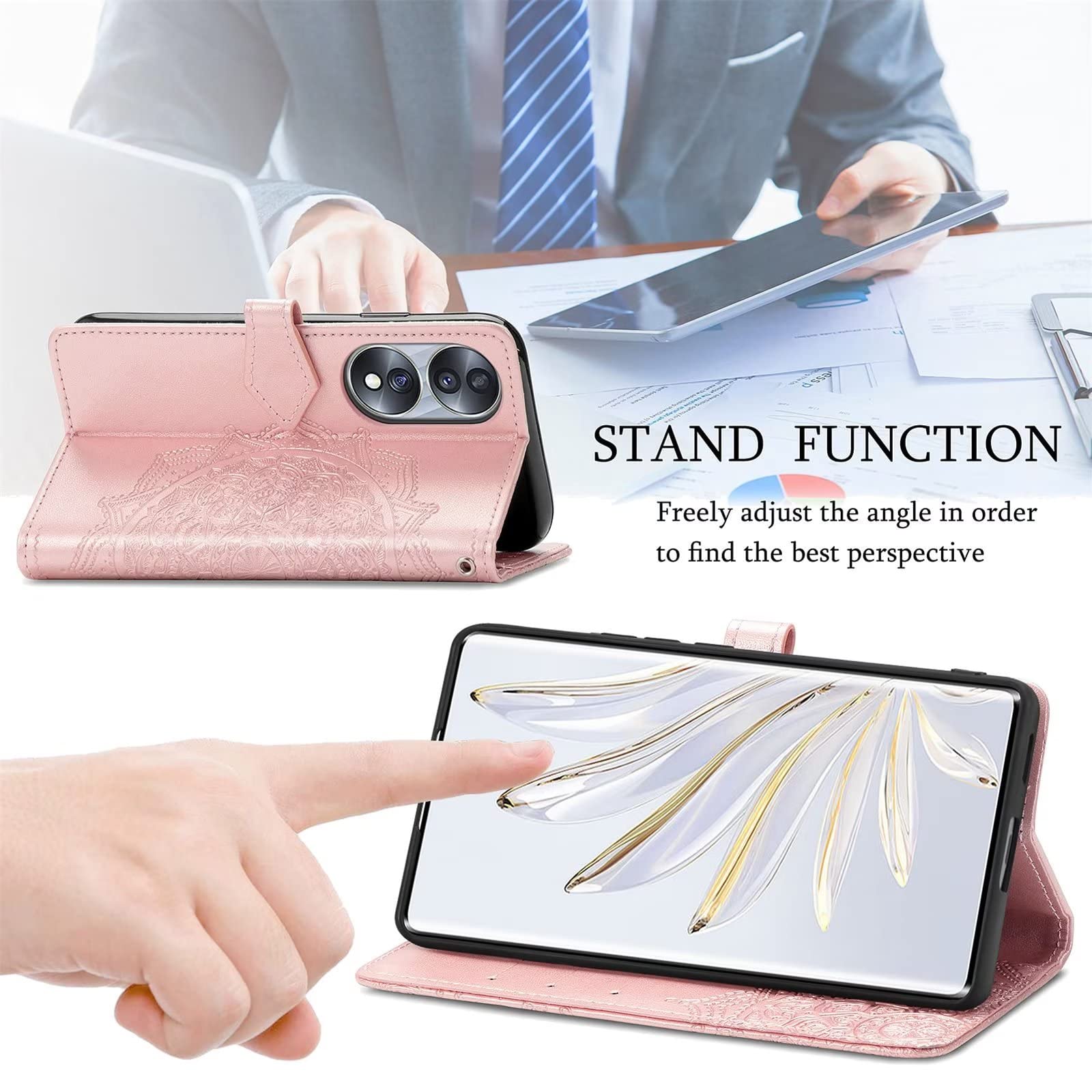 RankOne Cover per HONOR 70 5G (6.67 Inches), Custodia Flip Pelle