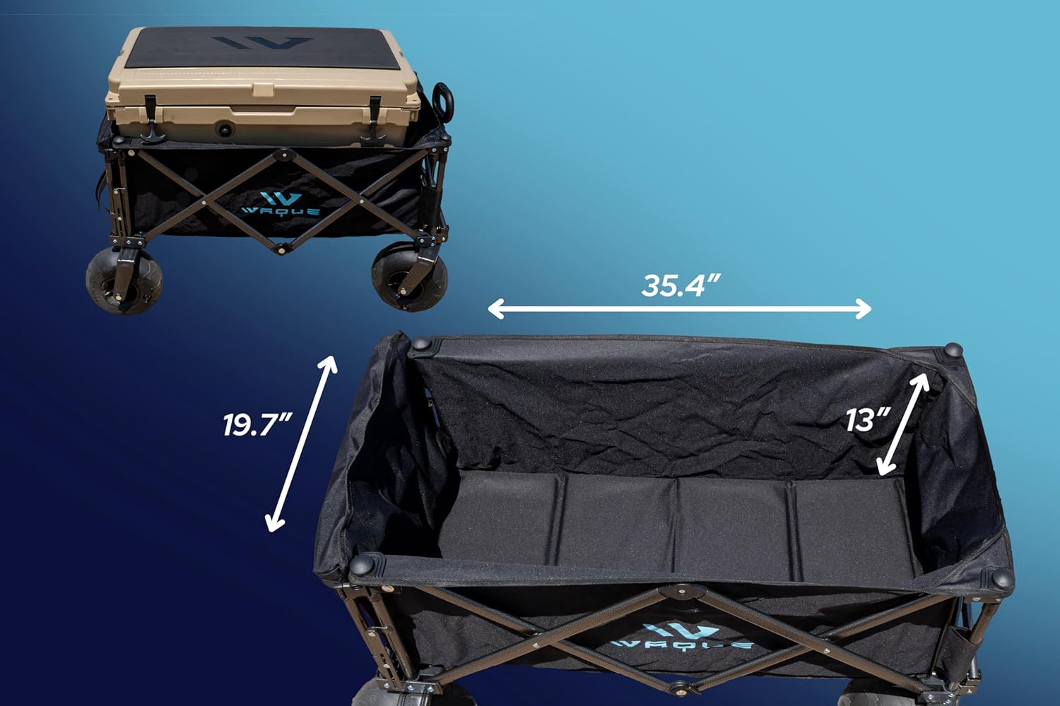 Folding Utility Wagon Cart, Tires for Sand Heavy, Duty Beach Garden Cart with Sand Wheels (Black)