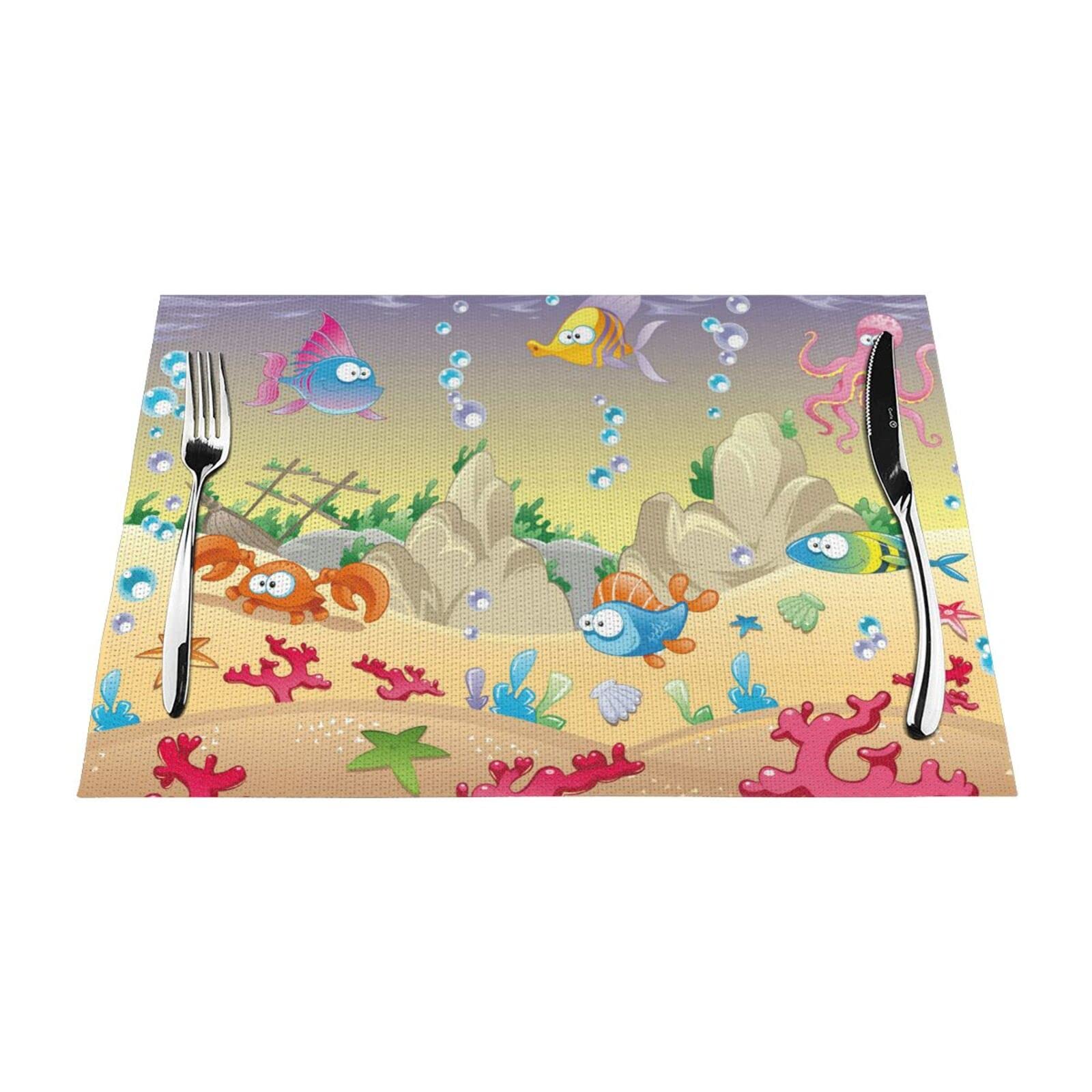 Set de table animaux marins pour repas de famille amusant napperon de table enfant imperméable
