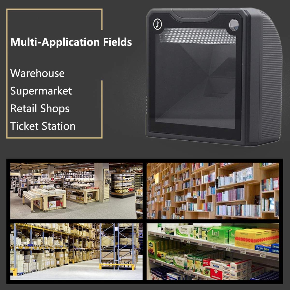 BQ-9000 Desktop Barcode Scanner,Omnidirectional QR Code Reader,Fastly Decode Speed,USB Cable Directly Use on Supermarket Windows/Android POS System