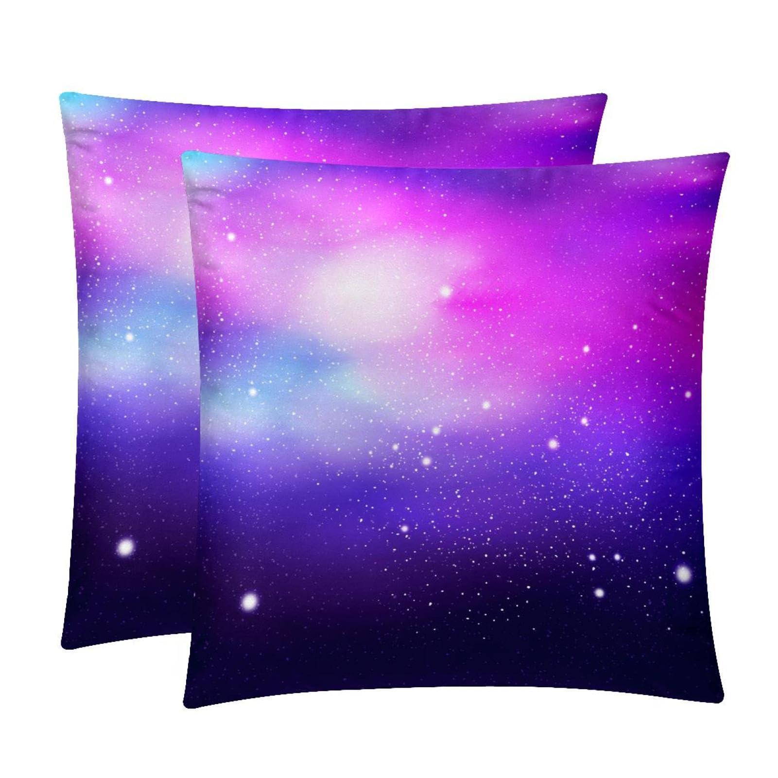 TDGKPZ Starry Sky Purple Throw Pillow Covers 2 Pack Pillowcases Soft Cozy Pillow Cases For Couch Bed Sofa 40x40cm