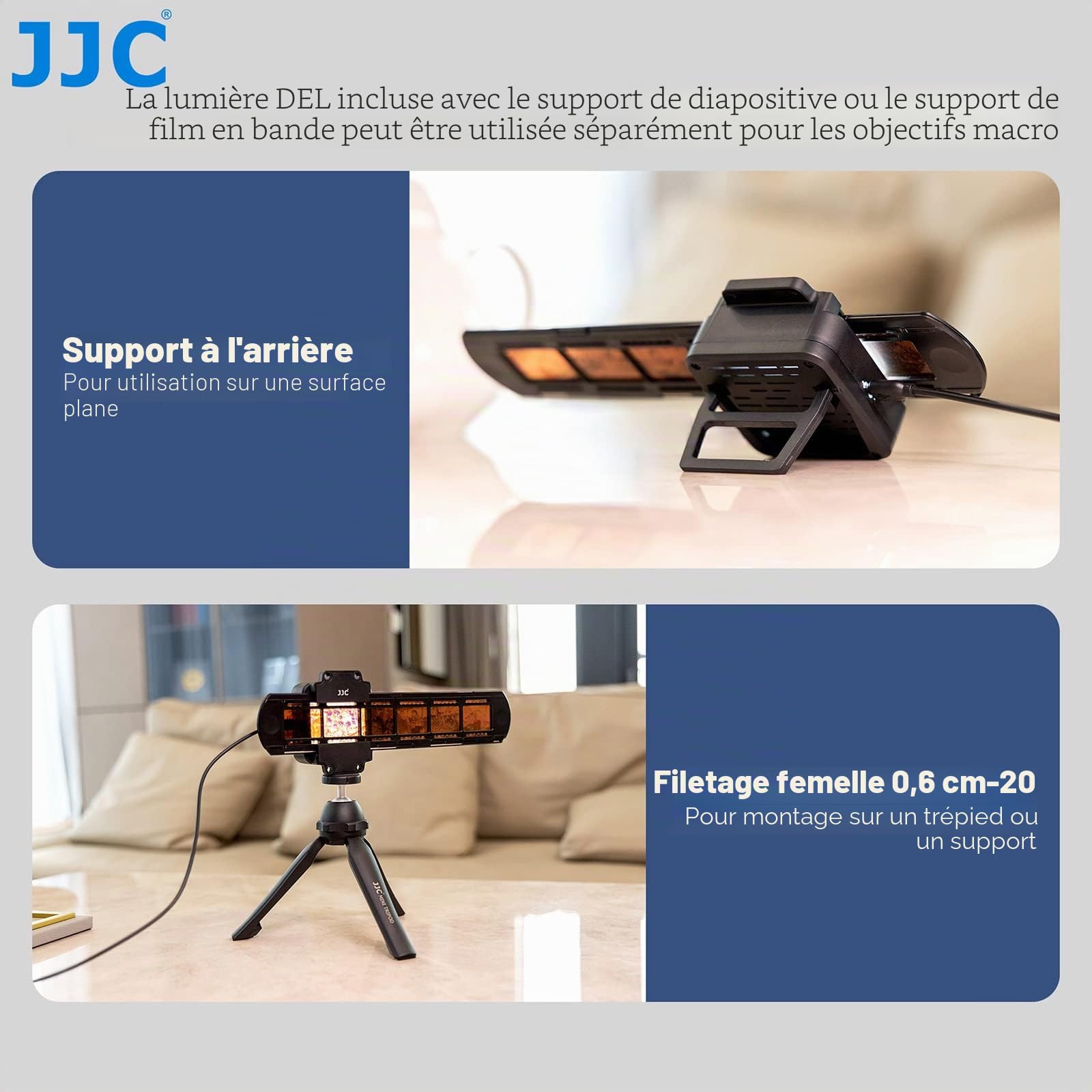 JJC Scanner Négatif de Film 35mm, Adaptateur de Numérisation de Film avec Jeu de Lumière LED, Support de Diapositives et de Films pour La Copie Négative. des Accessoires de Scanner de Films