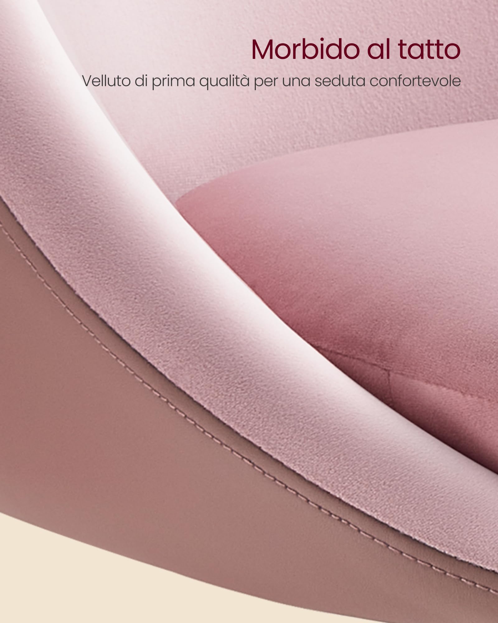 VASAGLE Sedia da Bar Regolabile, Sgabello per Toeletta Trucco, Sedia Girevole da Ufficio, con Schienale e Base, Acciaio, per Cucina Sala da Pranzo, Rosa Pastello e Grigio Argento LJB100R01