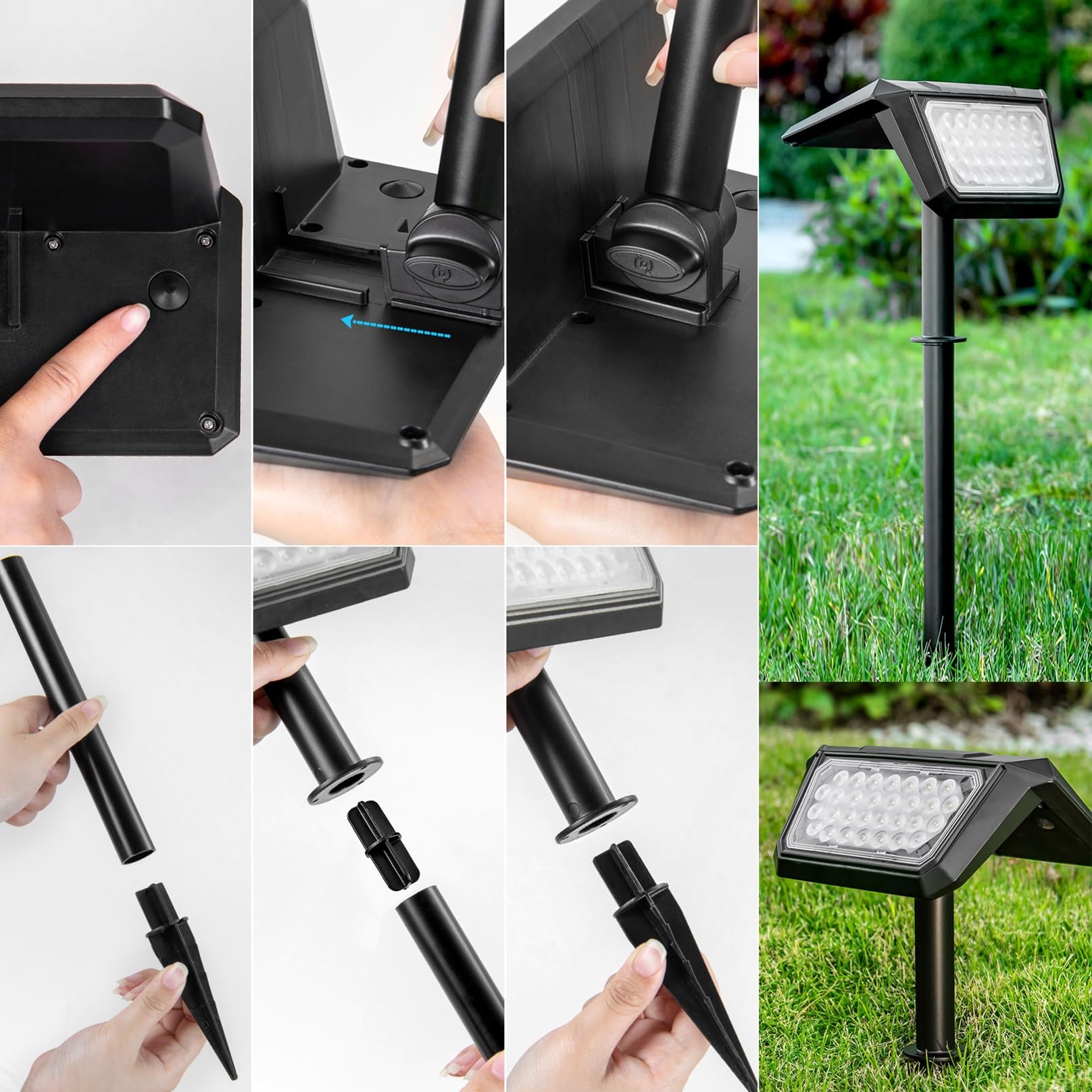 Solarne Lampy Zewnętrzne 2 Szt. Ip65 Wodoodporne Słoneczne Oświetlenie Ścieżki Słoneczne Światła Gruntowe Oświetlenie Krajobrazu Na Patio W Ogrodzie Podjazd Do Ogrodu (Color : Cold light)