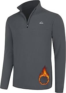 Men's Fleece Pullover Winter Shirts Long Sleeve Quarter Zip Cold Weather Golf Hiking Casual Warm Shirts