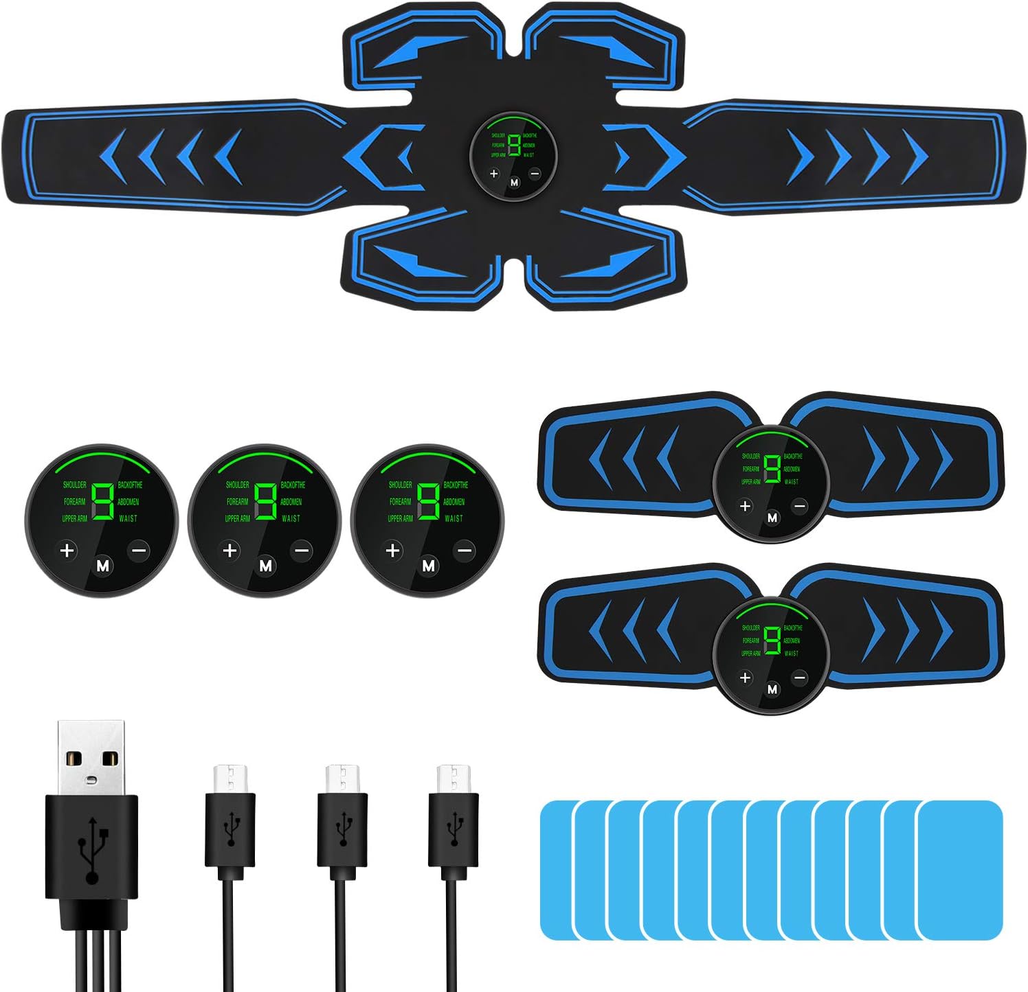 lovebay ABS Muscle Stimulator Trainer, EMS Stimulating Abdominal Muscles Toning Belts,AB Training stimula with 6 Modes 9 Levels Fitness Workout for Men Women Belly Arm Leg