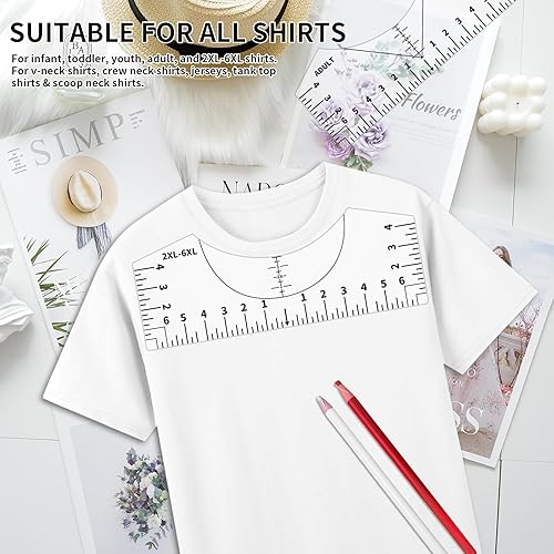 Miniatura 4 de Guía de regla para camisetas para alineación de vinilo, reglas para camisetas para centrar diseños, plantilla de medición de PVC, suministros