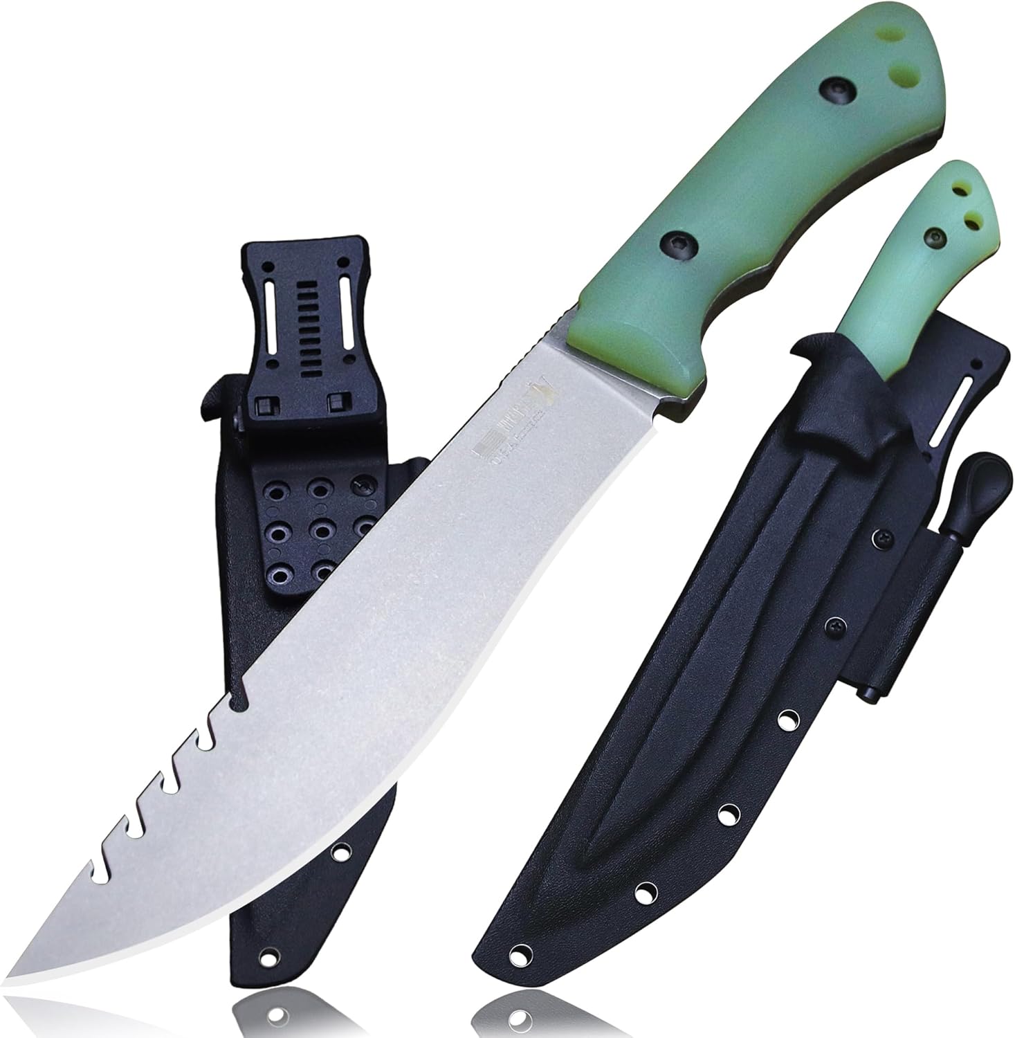 WPKOPYA 13.4-inch DC53 steel full tang hunting knife + K sheath. Suitable for camping, hiking, hunting and as daily carry equipment for handicrafts. (G10 - Minimalist Luxury Style A)
