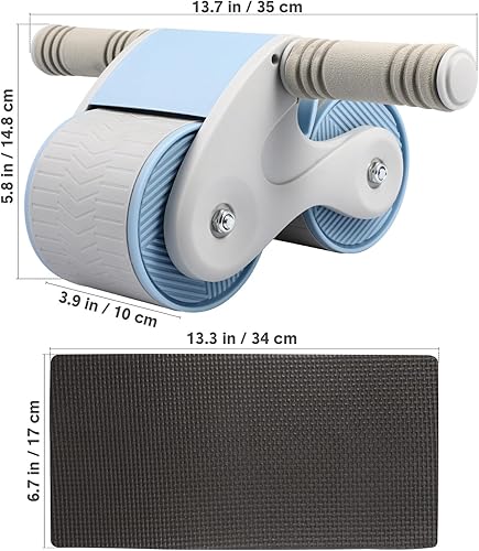 Miniatura 7 de Rueda de rodillo Ab de rebote automático con rodillera y soporte para teléfono para entrenamiento de fuerza abdominal, estabilidad de doble rueda,