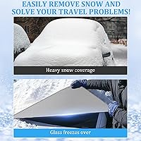 Vista 3 de HAMTRED Cubierta de parabrisas para hielo y nieve, cubierta de medio automóvil con correas reflectantes, cubierta protectora para techo solar a