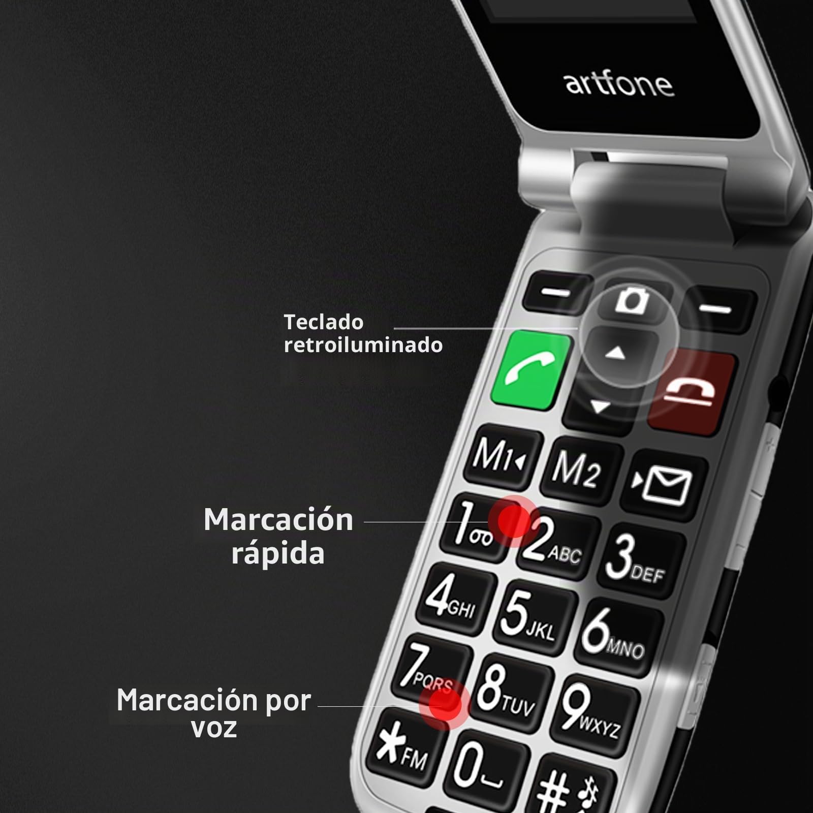 artfone CF241 - Teléfono móvil con tapa para personas mayores, teléfono simple con botón grande para personas mayores, teléfonos GSM, desbloqueados, sin SIM, con pantalla grande de 2.4 pulgadas (rojo)