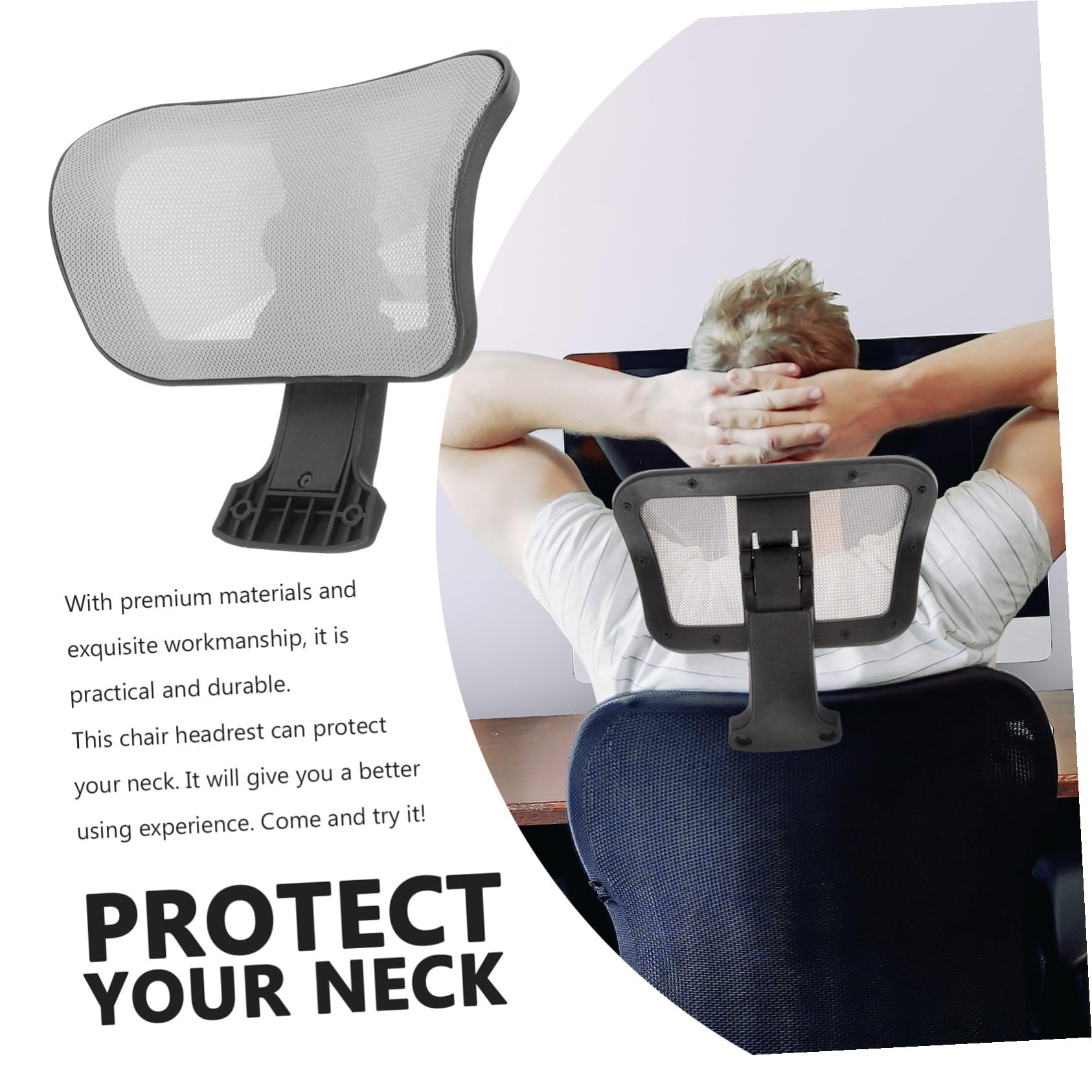 Cabilock Cojín para Silla de Oficina Ajustable Soporte Cervical Cabeza Respaldo y Transpirable Fácil Instalación Compatible con Sillas Giratorias